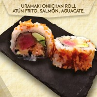 【144】Onichan roll Atún frito,Salmón,Aguacate